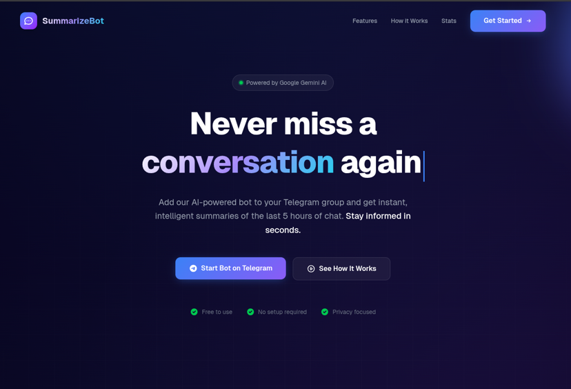 AI-Powered telegram chat Summarize Bot